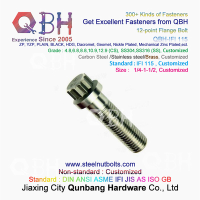 QBH 1/4-1-1/2 IFI 115 Carbon Steel/Stainless Steel 12 Point Screws IFI115 Flange Spline Bolts